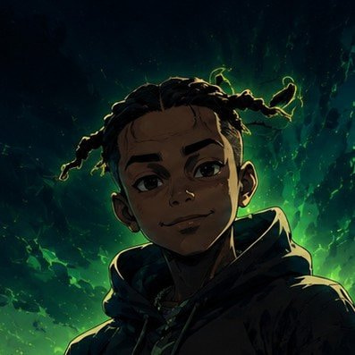 Arrow's illustrated profile image with a green glow